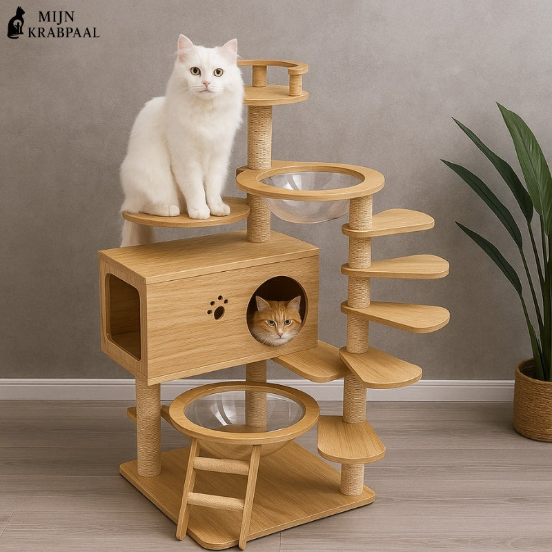 PawHut klimboom kattenboom krabpaal met sisal paal pluchen hangmat spaanplaat grijs 50 x 36 x 70 cm