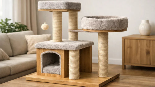 PawHut Krabpaal, 100 cm, klimboom met krabton, kattenkrabpaal